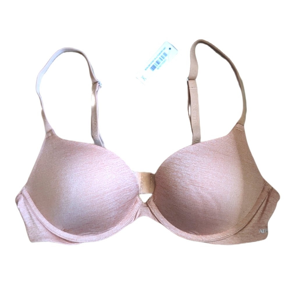 NWT Adore Me Microfiber Plunge Push Up Bra Beige 34C